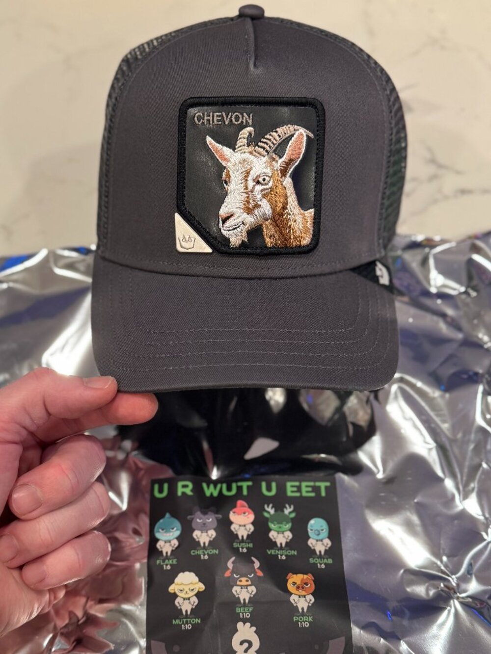 Goorin Bros Chevon Goat Hat U R WUT U EET Mystery Drop 1:6 NWT Trucker Snapback